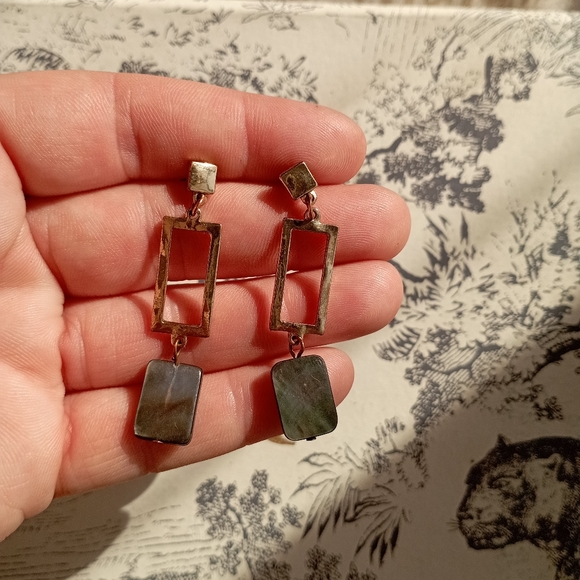 Gold Paua Shell Earrings - Picture 4 of 7